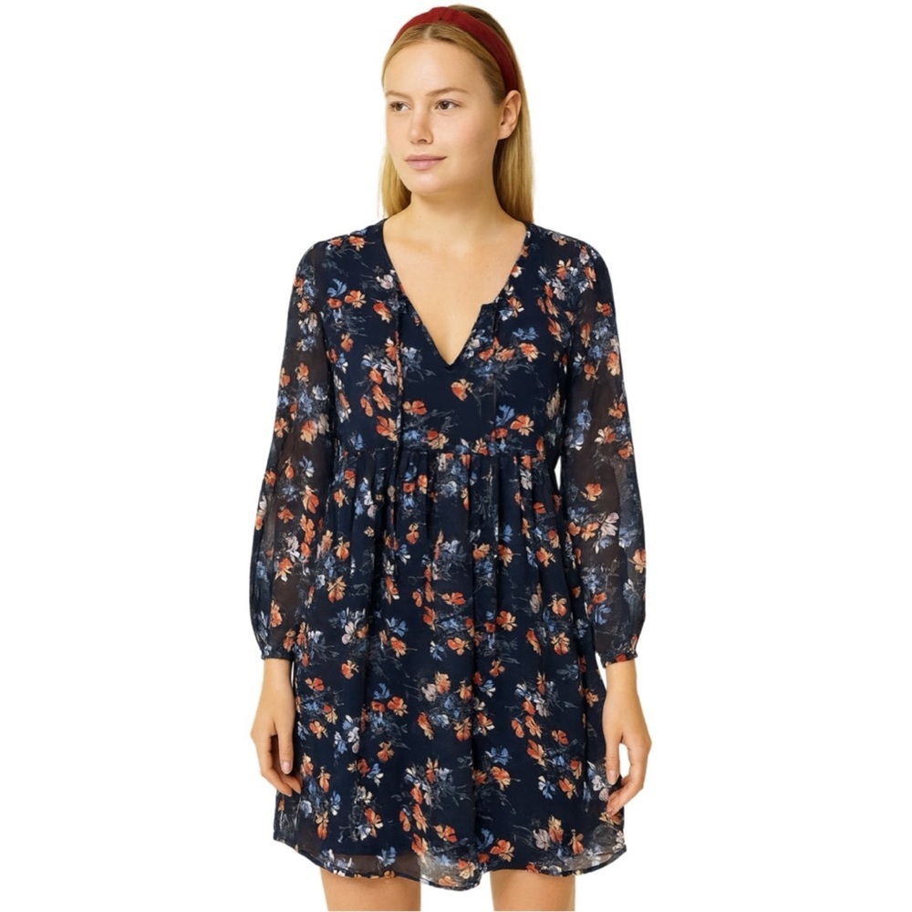 Abercrombie & Fitch Navy Floral Long Sleeve Dress Size XS